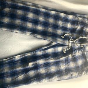 Blue and White Plaid Pajama Pants